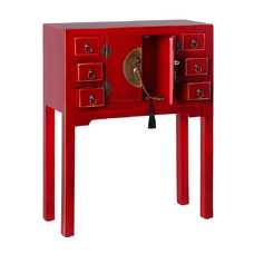 CONSOLA 2 PUERTAS Y 6 CAJONES ROJO 63 X 26 X 80 CM CONSOLA 2 PUERTAS Y 6 CAJONES ROJO 63 X 26 X 80 CM