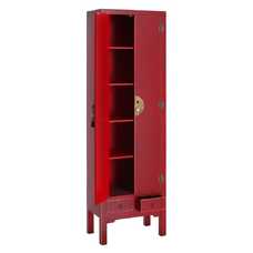 ARMARIO 2 PUERTAS Y 2 CAJONES ROJO 55 X 33 X 185 CM