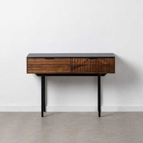 CONSOLA MARRÓN-NEGRO MADERA-HIERRO 110 X 40 X 76 CM
