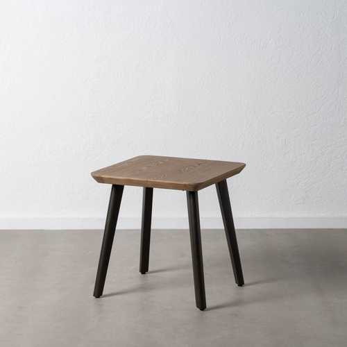 MESA AUXILIAR NATURAL-NEGRO MADERA-METAL 58 X 58 X 60 CM