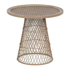 MESA AUXILIAR NATURAL METAL-RATÁN 55 X 55 X 50 CM