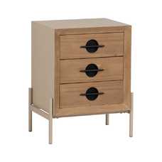 MESITA BLANCO-NATURAL MADERA-METAL 48 X 38 X 66 CM MESITA BLANCO-NATURAL MADERA-METAL 48 X 38 X 66 CM