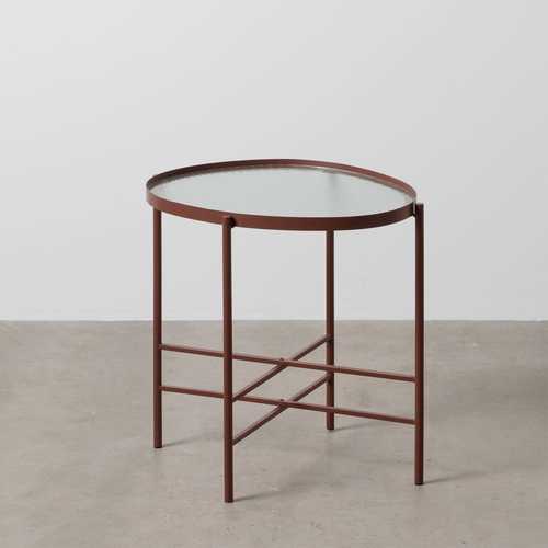 MESITA TEJA METAL-CRISTAL 55 X 47 X 54 CM