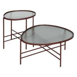 MESA CENTRO TEJA METAL-CRISTAL 78 X 68 X 37 CM
