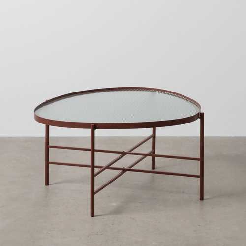 MESA CENTRO TEJA METAL-CRISTAL 78 X 68 X 37 CM