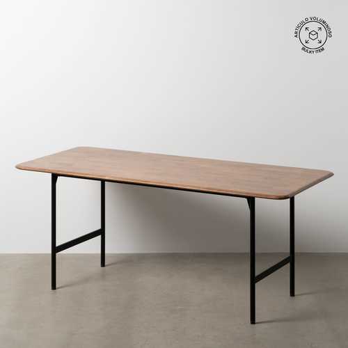 MESA COMEDOR MARRÓN-NEGRO MADERA-METAL 180 X 80 X 76 CM