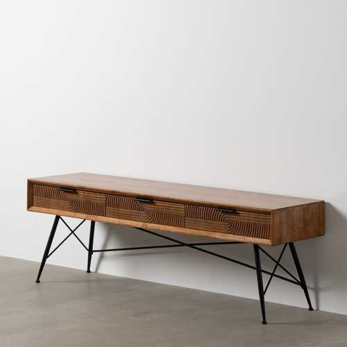 MESA CENTRO MARRÓN-NEGRO MADERA-METAL 150 X 40 X 50 CM