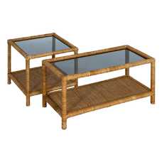 MESA CENTRO NATURAL RATÁN / CRISTAL 90 X 40 X 42 CM MESA CENTRO NATURAL RATÁN / CRISTAL 90 X 40 X 42 CM