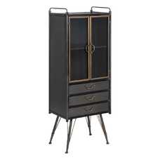 VITRINA NEGRO-ORO METAL-CRISTAL BRICK 58 X 40 X 150 CM