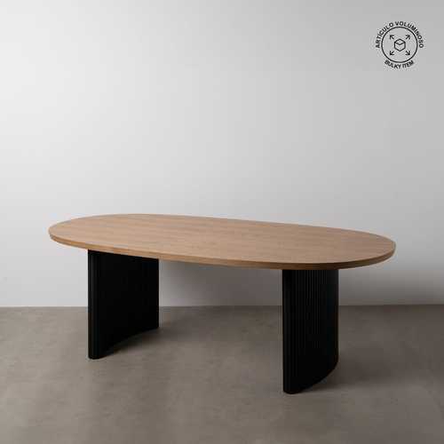 MESA COMEDOR NEGRO-NATURAL DM-MADERA 220 X 113 X 75 CM