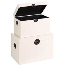 S/2 BAÚLES BLANCO MADERA ''ORIENTE'' 60 X 40 X 42 CM S/2 BAÚLES BLANCO MADERA ''ORIENTE'' 60 X 40 X 42 CM