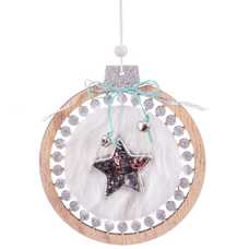 COLGANTE CÍRCULO CON PELO ESTRELLA 12,50 X 14 X 1,50 CM