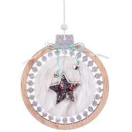 COLGANTE CÍRCULO CON PELO ESTRELLA 12,50 X 14 X 1,50 CM