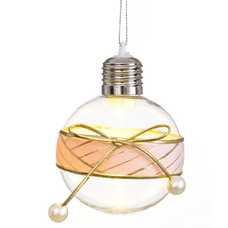 BOLA CON LUZ CON LAZO PLÁSTICO 8 X 8 X 8 CM