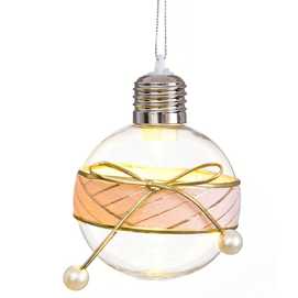 BOLA CON LUZ CON LAZO PLÁSTICO 8 X 8 X 8 CM