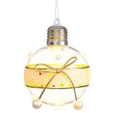 BOLA CON LUZ CON PERLAS PLÁSTICO 6 X 6 X 6 CM