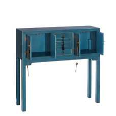 CONSOLA 4 PUERTAS Y 3 CAJONES AZUL DM 95 X 26 X 90 CM CONSOLA 4 PUERTAS Y 3 CAJONES AZUL DM 95 X 26 X 90 CM