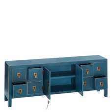 MUEBLE 8 CAJONES AZUL DM ''ORIENTE'' 130 X 24 X 50,50 CM MUEBLE 8 CAJONES AZUL DM ''ORIENTE'' 130 X 24 X 50,50 CM