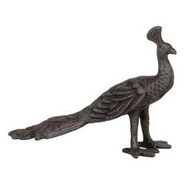 FIGURA PAVO REAL GRIS ALUMINIO 19 X 6 X 13 CM