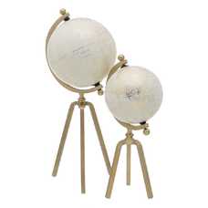 FIGURA GLOBO TERRÁQUEO ORO METAL 23 X 20 X 52 CM