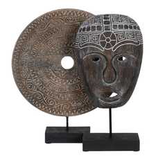 FIGURA MÁSCARA MADERA-HIERRO DECORACIÓN 24 X 12 X 46 CM