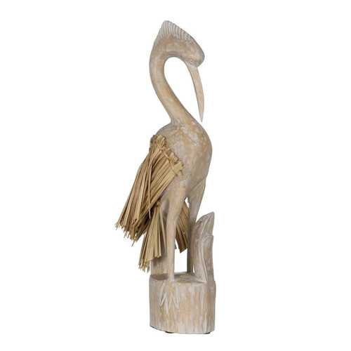FIGURA GARZA MADERA-FIBRA NATURAL 20 X 10 X 62 CM