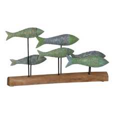 FIGURA PECES MADERA-HIERRO DECORACIÓN 56 X 7 X 31 CM FIGURA PECES MADERA-HIERRO DECORACIÓN 56 X 7 X 31 CM