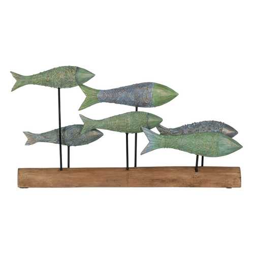 FIGURA PECES MADERA-HIERRO DECORACIÓN 56 X 7 X 31 CM
