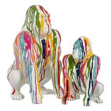 FIGURA GORILA MULTICOLOR RESINA 20,50 X 19,50 X 30,50 CM