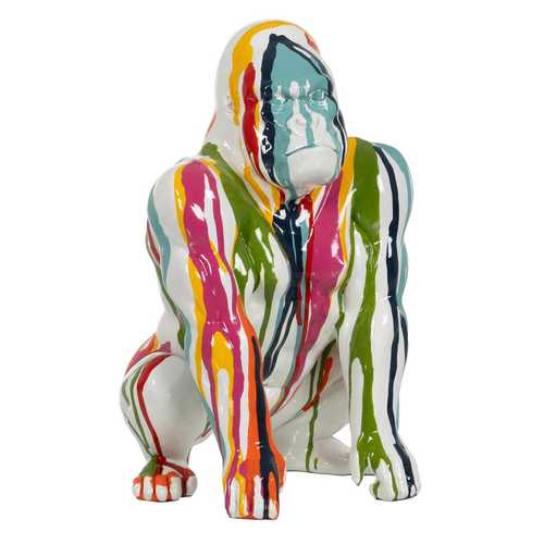 FIGURA GORILA MULTICOLOR RESINA 20,50 X 19,50 X 30,50 CM