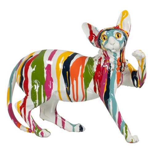 FIGURA GATO MULTICOLOR RESINA DECORACIÓN 32 X 13 X 28,50 CM