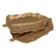 FIGURA HOJA ORO POLIRESINA DECORACIÓN 25,40 X 13,10 X 2,30 C