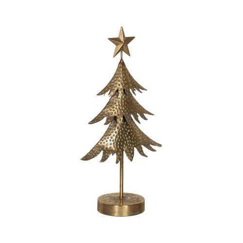 FIGURA ÁRBOL ORO METAL DECORACIÓN 27,50 X 13,50 X 53 CM