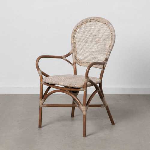 SILLA BEIGE-MARRÓN RATÁN 57 X 64 X 99 CM