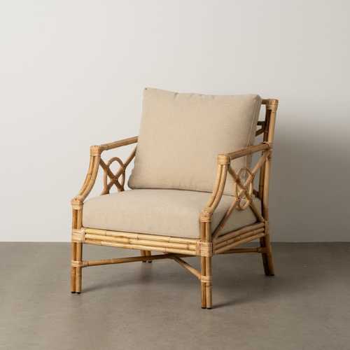 SILLÓN NATURAL RATÁN DECORACIÓN 72 X 78 X 84 CM