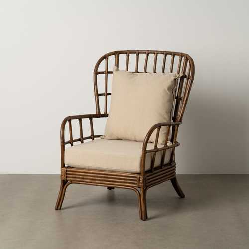 SILLÓN MARRÓN RATÁN DECORACIÓN 82 X 78 X 108 CM