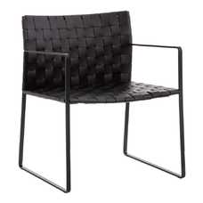 SILLA CON BRAZO NEGRO METAL / PIEL 60,50 X 57,50 X 77 CM