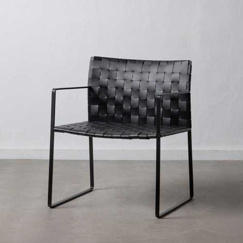 SILLA CON BRAZO NEGRO METAL / PIEL 60,50 X 57,50 X 77 CM