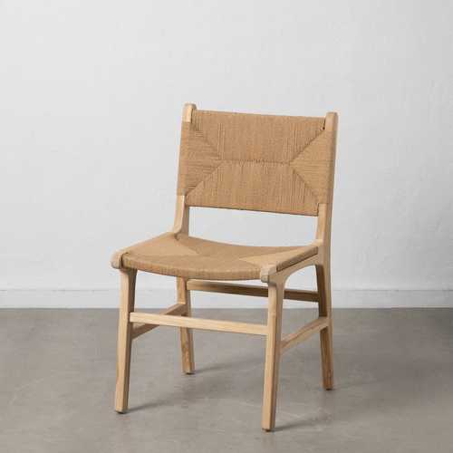 SILLA NATURAL MADERA TECA-FIBRA NATURAL 52 X 58 X 85 CM