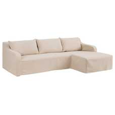 SOFÁ CHAISE LONGUE BEIGE TEJIDO SALÓN 249 X 160 X 73 CM