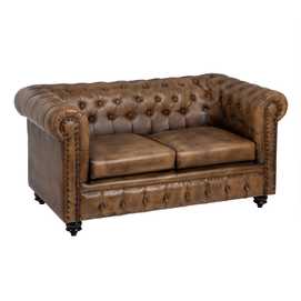 SOFÁ 2 PLAZAS MARRÓN PIEL SALÓN 153 X 83 X 76 CM