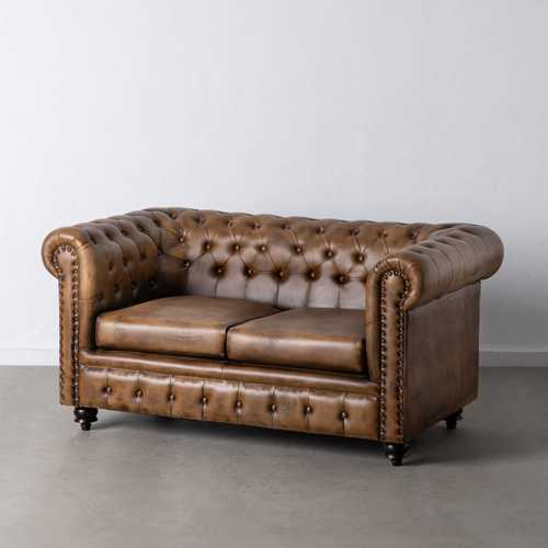 SOFÁ 2 PLAZAS MARRÓN PIEL SALÓN 153 X 83 X 76 CM