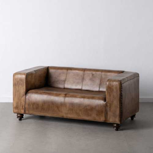 SOFÁ 2 PLAZAS MARRÓN PIEL SALÓN 146 X 76 X 63 CM