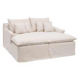SOFÁ CHAISE LONGUE BEIGE TEJIDO SALÓN 190 X 165 X 95 CM