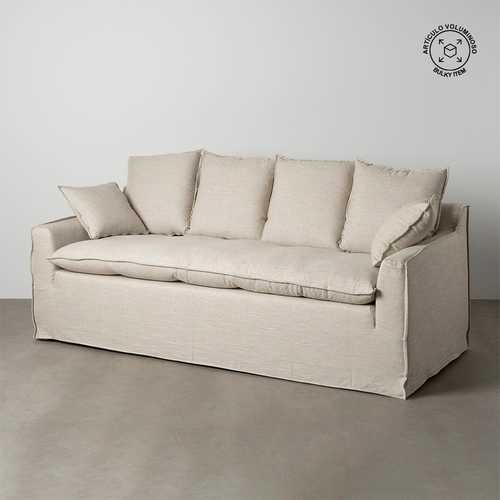 SOFÁ 4 PLAZAS NATURAL TEJIDO SALÓN 220 X 100 X 91 CM