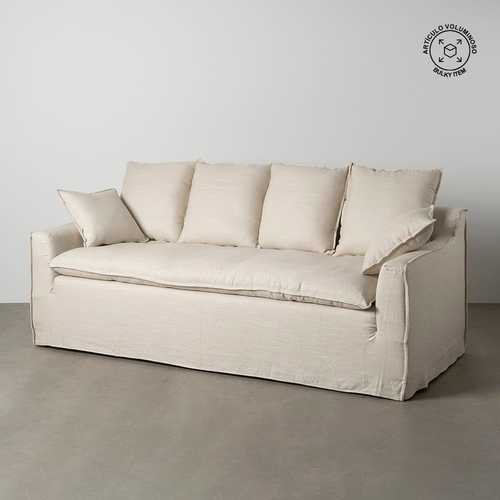 SOFÁ 4 PLAZAS CREMA TEJIDO SALÓN 220 X 100 X 91 CM