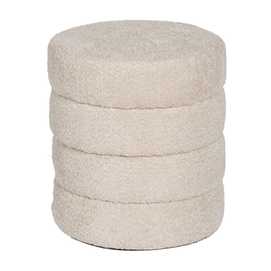 PUF BEIGE TEJIDO SALÓN 42 X 42 X 46 CM
