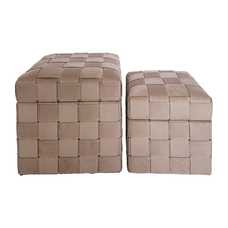 S/2 PUF BAÚL BEIGE DM-TEJIDO 40 X 40 X 43 CM