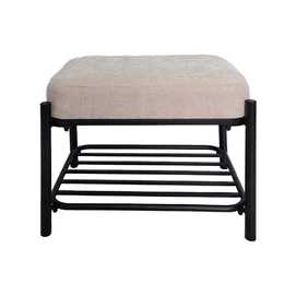 BANQUETA BEIGE TEJIDO-METAL 51 X 37 X 45 CM