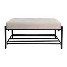 BANCO BEIGE TEJIDO-METAL 91 X 36 X 45 CM